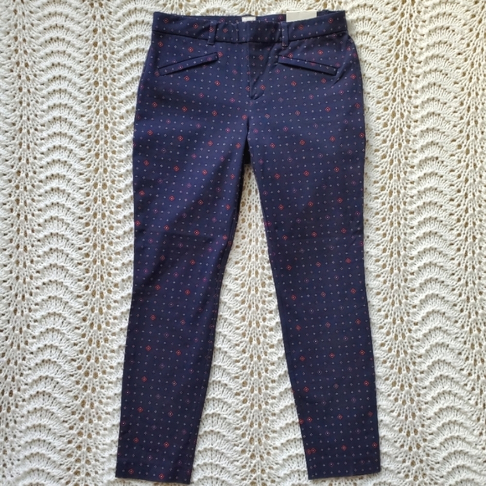 NWT Gap Skinny Ankle Pants Blue Foulard Size 6